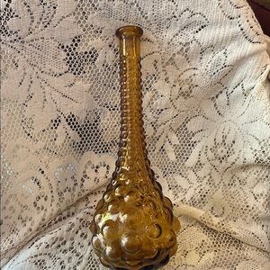 Vintage Amber Glass Bubble Decanter